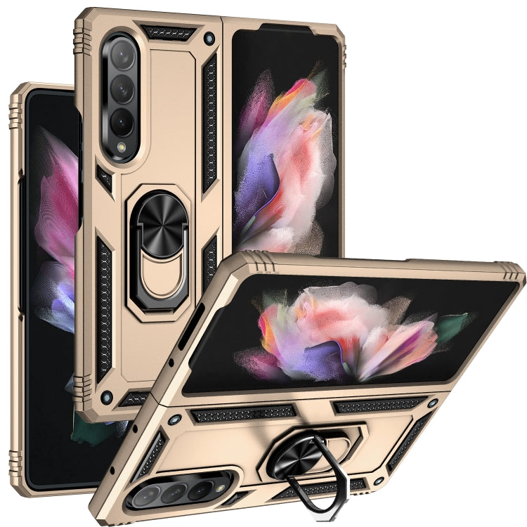 For Samsung Galaxy Z Fold3 5G Shockproof TPU + PC Phone Case with Rotating Holder