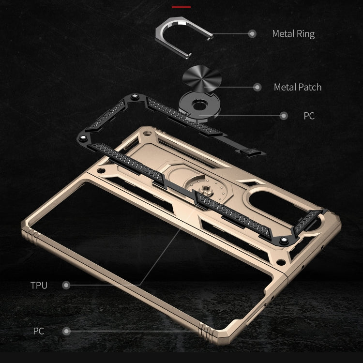 For Samsung Galaxy Z Fold3 5G Shockproof TPU + PC Phone Case with Rotating Holder