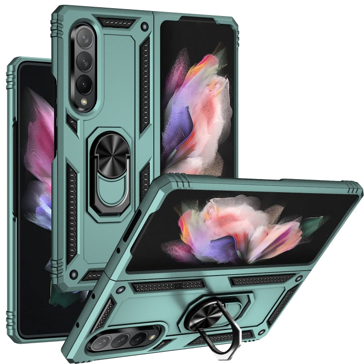 For Samsung Galaxy Z Fold3 5G Shockproof TPU + PC Phone Case with Rotating Holder