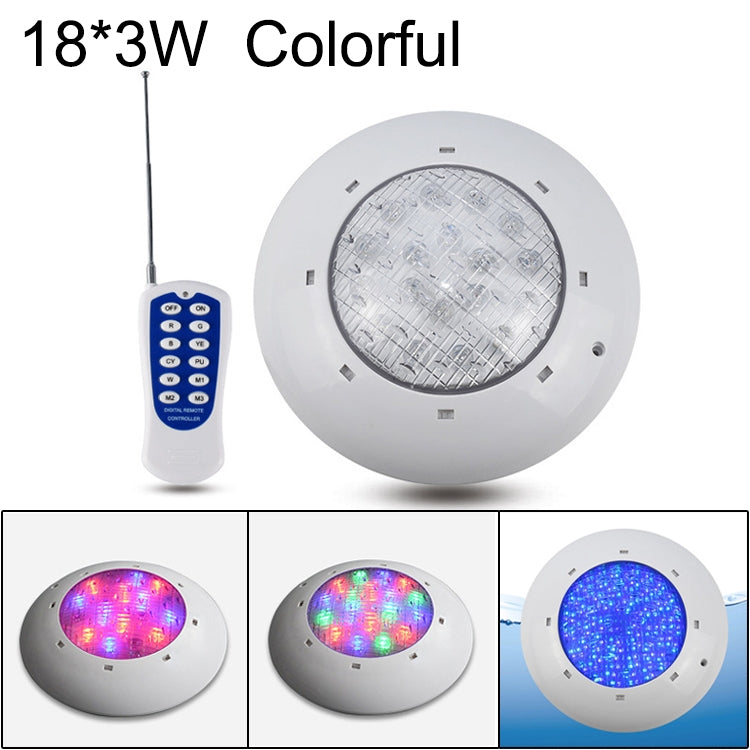 18x3W ABS Plastic Swimming Pool  Wall Lamp Underwater Light(Colorful+Remote Control)