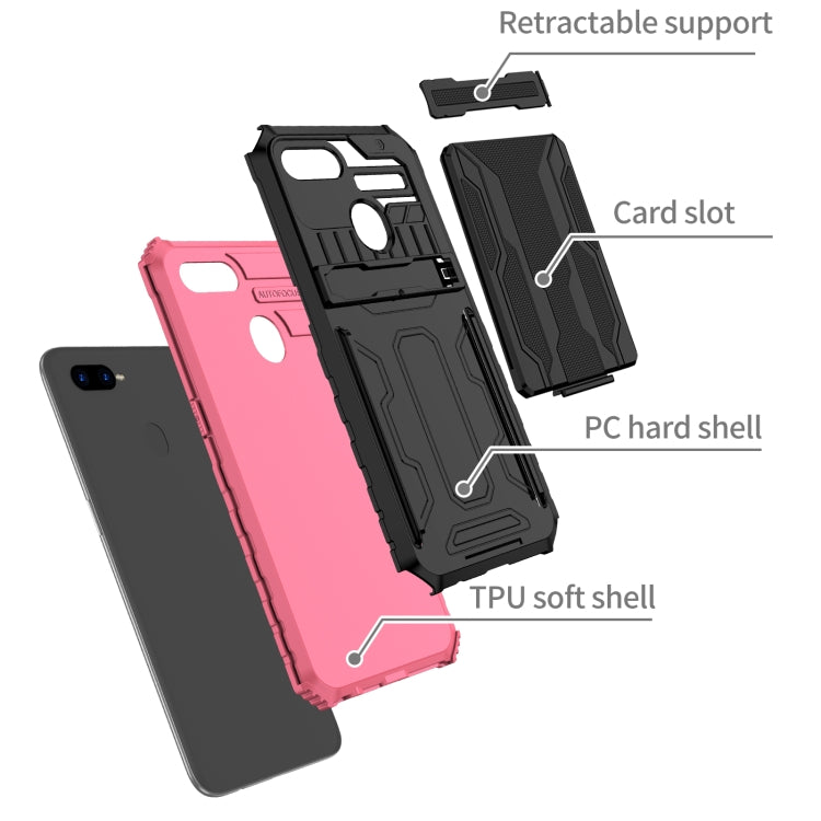 For OPPO A7 / A5S Kickstand Armor Card Wallet Phone Case