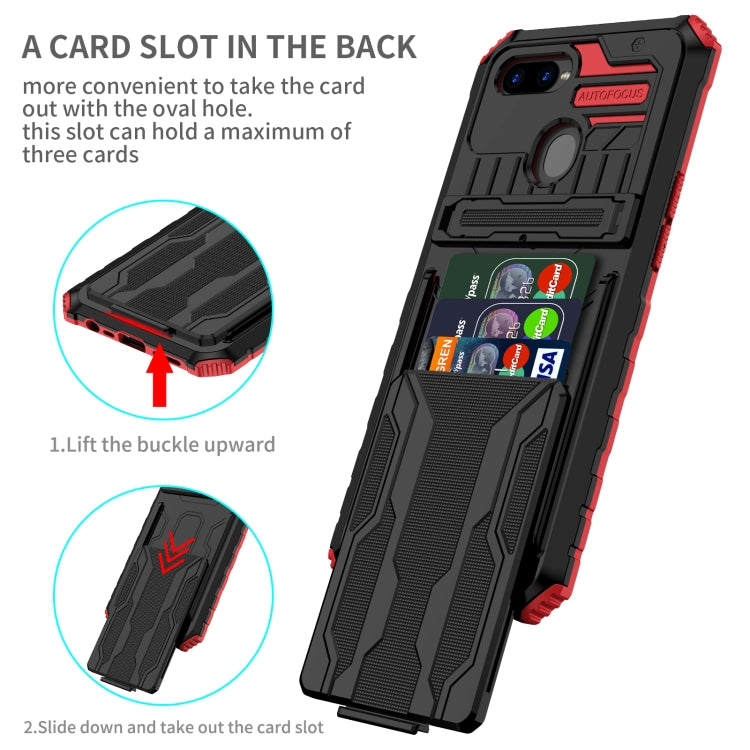 For OPPO A7 / A5S Kickstand Armor Card Wallet Phone Case