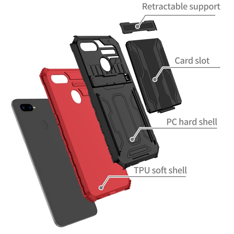 For OPPO A7 / A5S Kickstand Armor Card Wallet Phone Case