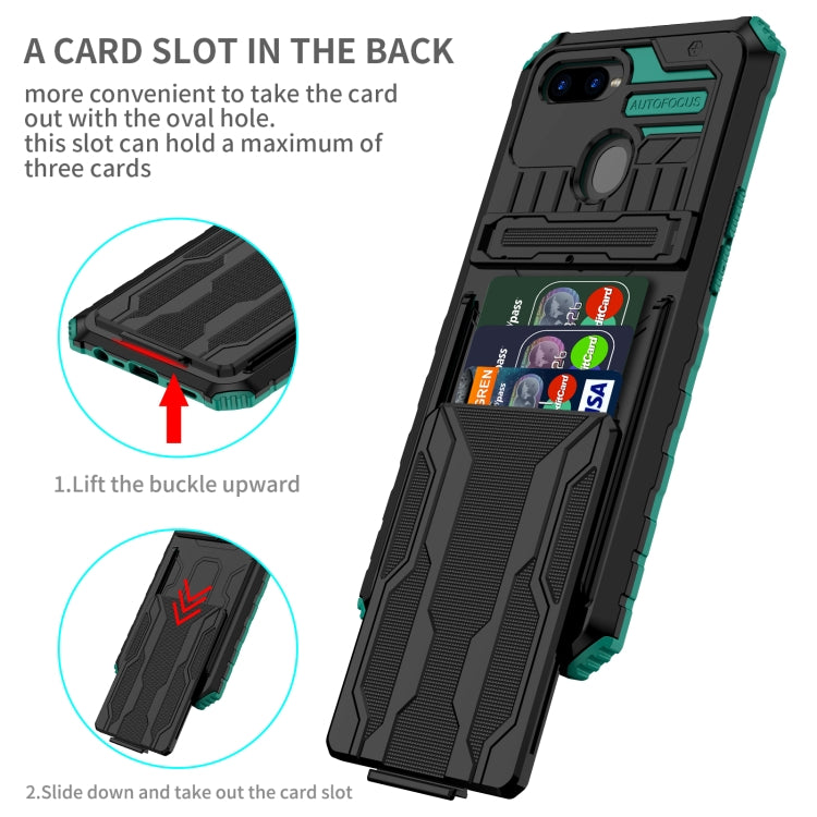 For OPPO A7 / A5S Kickstand Armor Card Wallet Phone Case