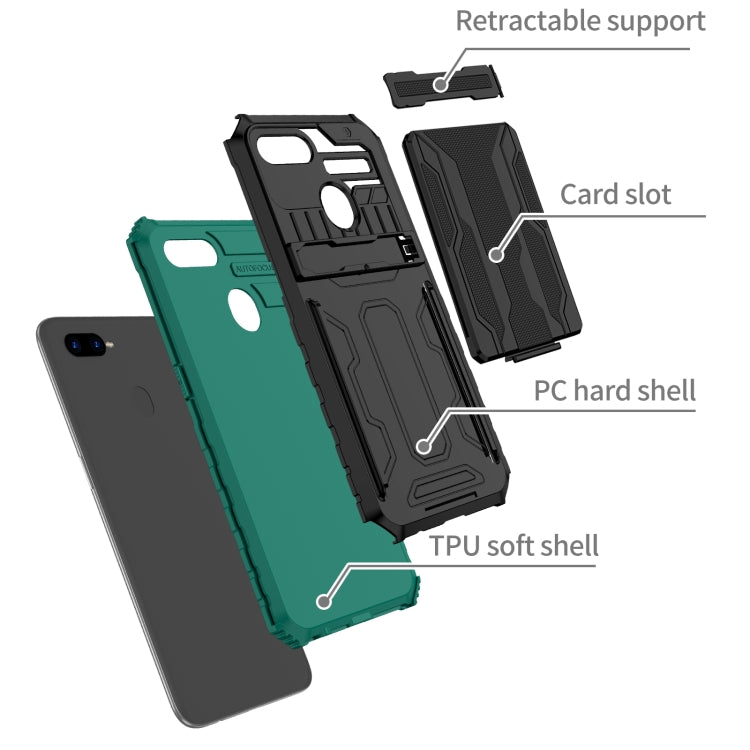 For OPPO A7 / A5S Kickstand Armor Card Wallet Phone Case