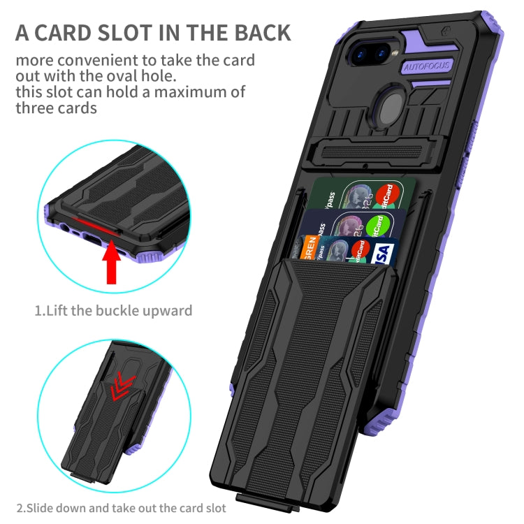 For OPPO A7 / A5S Kickstand Armor Card Wallet Phone Case
