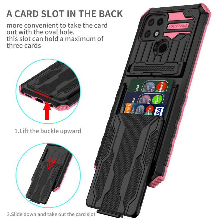 For OPPO A15 Kickstand Armor Card Wallet Phone Case