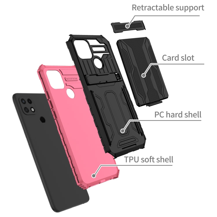For OPPO A15 Kickstand Armor Card Wallet Phone Case