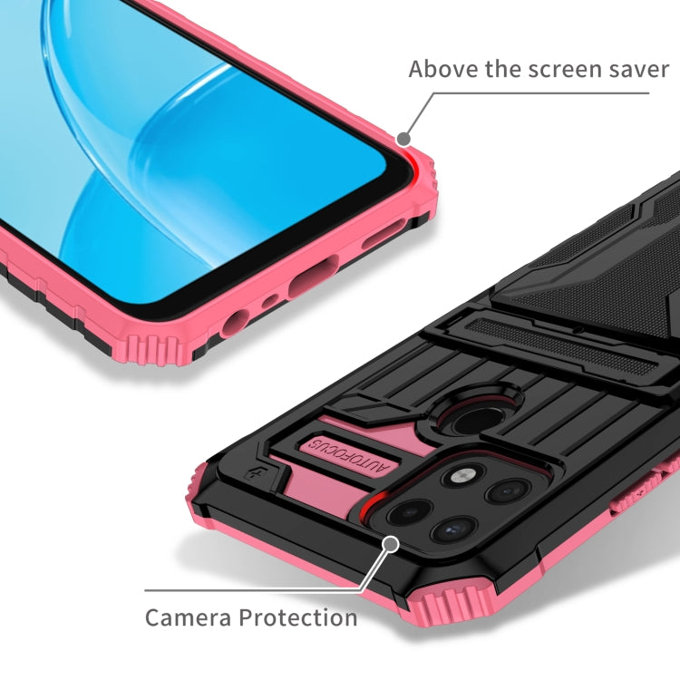 For OPPO A15 Kickstand Armor Card Wallet Phone Case