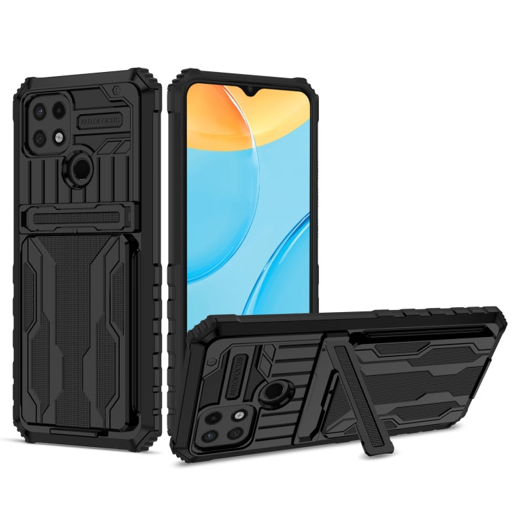 For OPPO A15 Kickstand Armor Card Wallet Phone Case