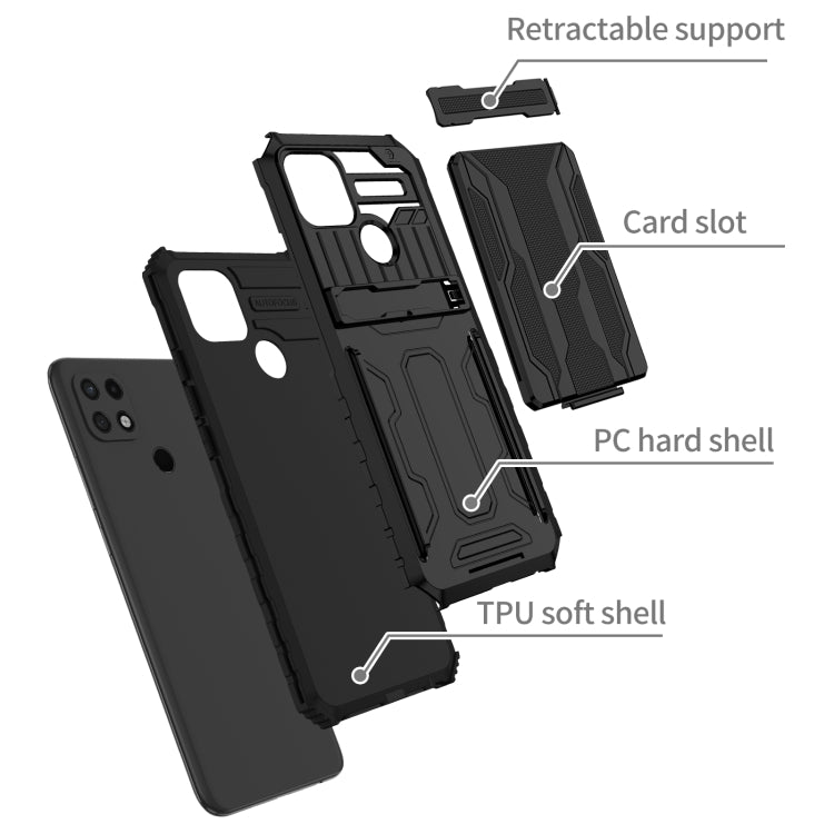 For OPPO A15 Kickstand Armor Card Wallet Phone Case