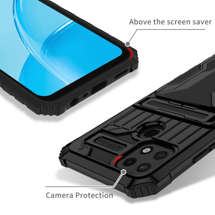 For OPPO A15 Kickstand Armor Card Wallet Phone Case