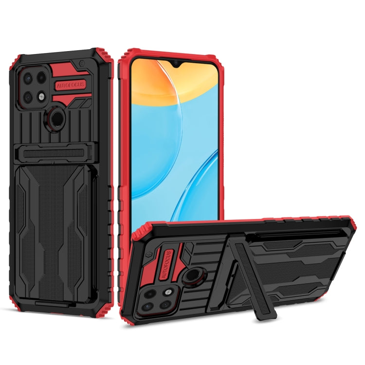 For OPPO A15 Kickstand Armor Card Wallet Phone Case