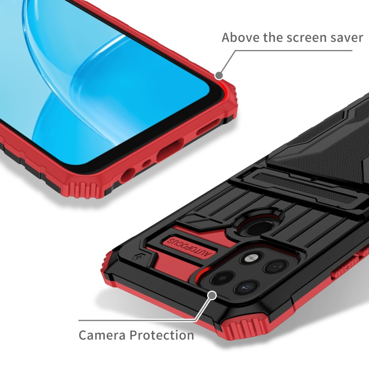 For OPPO A15 Kickstand Armor Card Wallet Phone Case