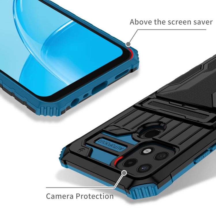 For OPPO A15 Kickstand Armor Card Wallet Phone Case