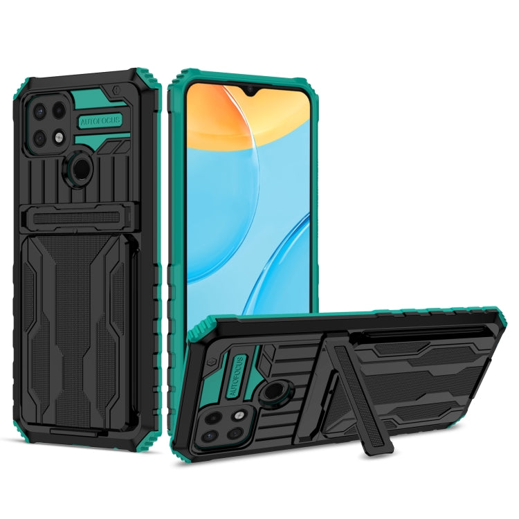 For OPPO A15 Kickstand Armor Card Wallet Phone Case