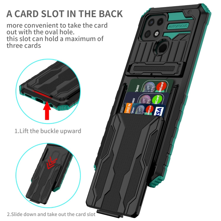For OPPO A15 Kickstand Armor Card Wallet Phone Case
