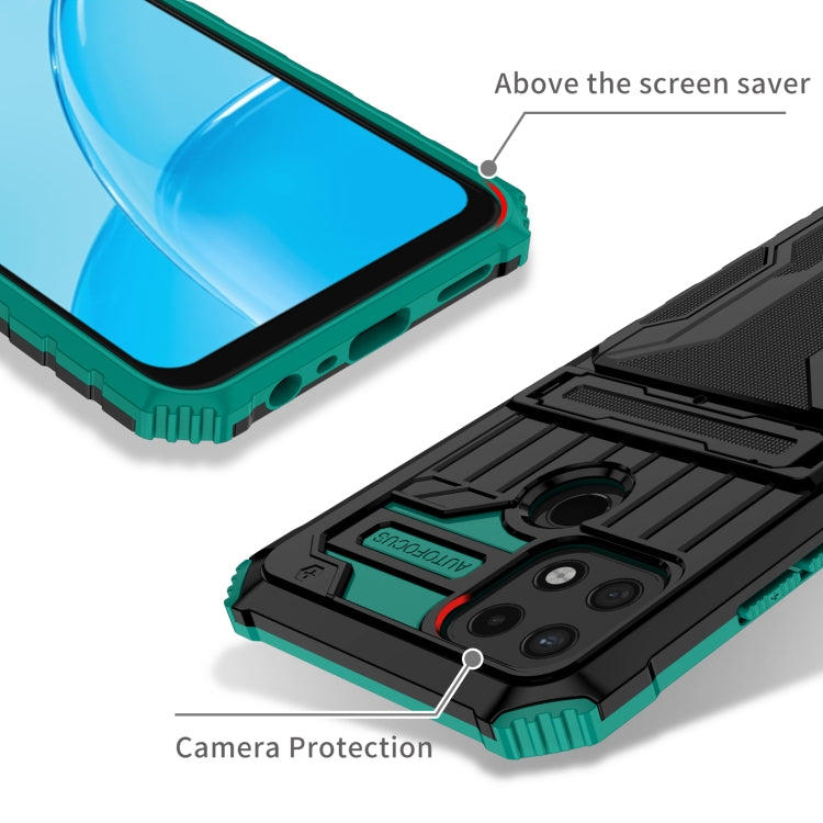 For OPPO A15 Kickstand Armor Card Wallet Phone Case