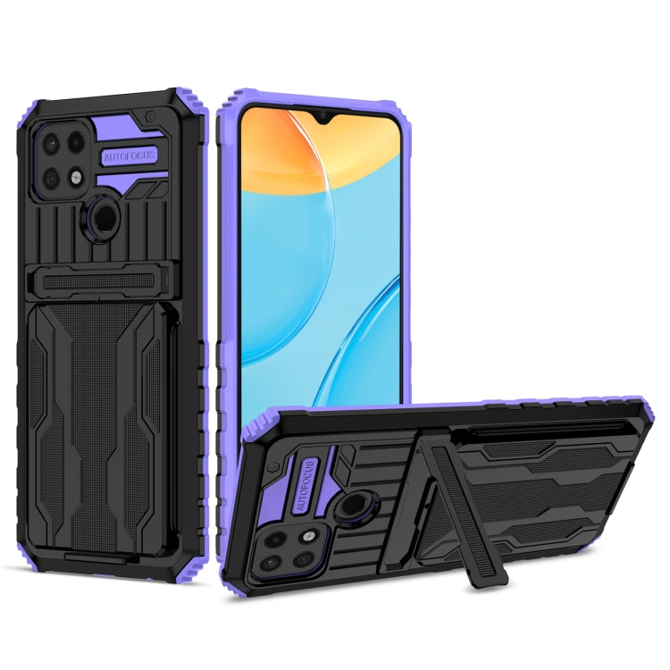 For OPPO A15 Kickstand Armor Card Wallet Phone Case