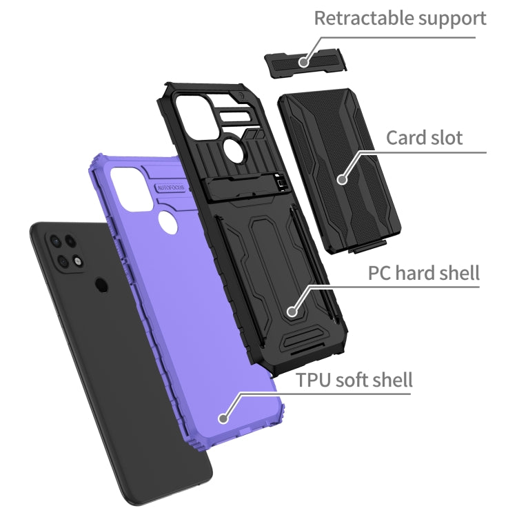 For OPPO A15 Kickstand Armor Card Wallet Phone Case