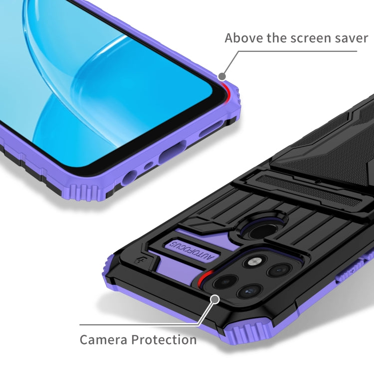 For OPPO A15 Kickstand Armor Card Wallet Phone Case