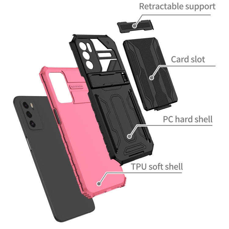 For OPPO A16 Kickstand Armor Card Wallet Phone Case