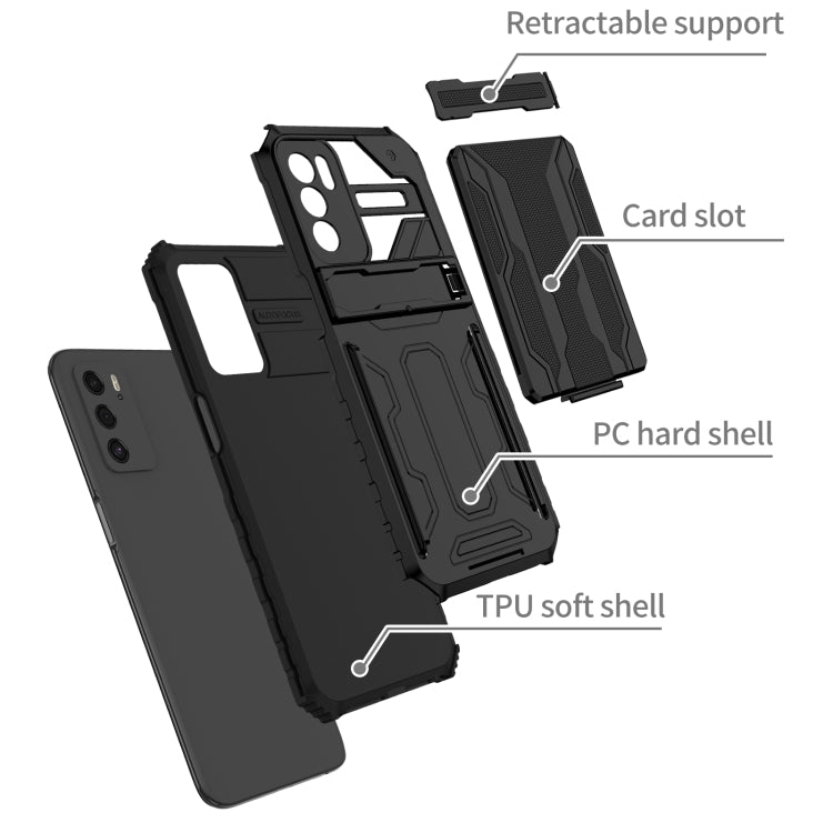 For OPPO A16 Kickstand Armor Card Wallet Phone Case