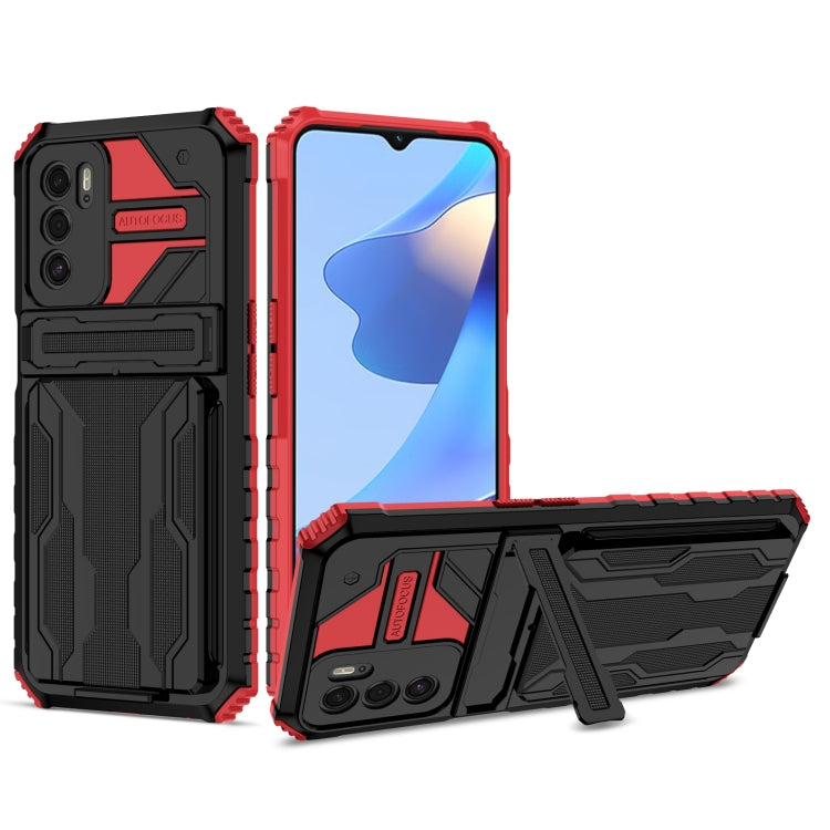 For OPPO A16 Kickstand Armor Card Wallet Phone Case