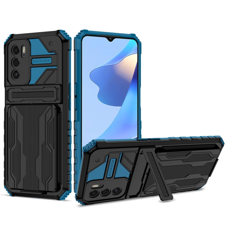 For OPPO A16 Kickstand Armor Card Wallet Phone Case