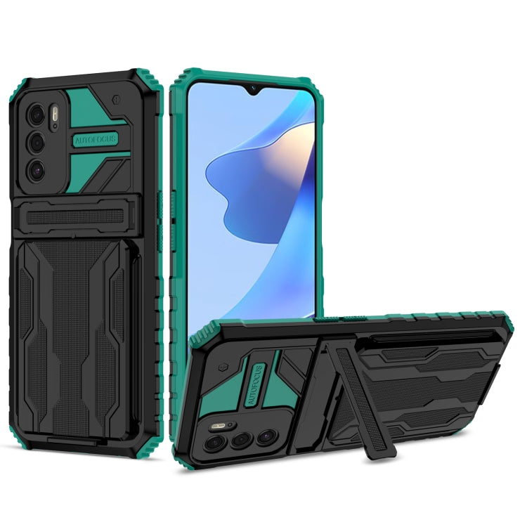 For OPPO A16 Kickstand Armor Card Wallet Phone Case