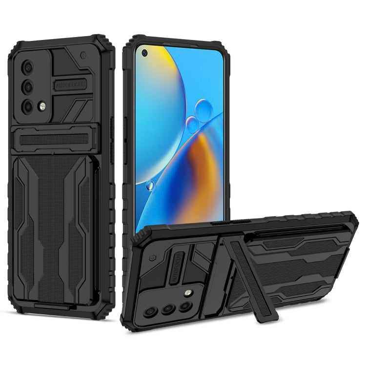 For OPPO A74 Kickstand Armor Card Wallet Phone Case