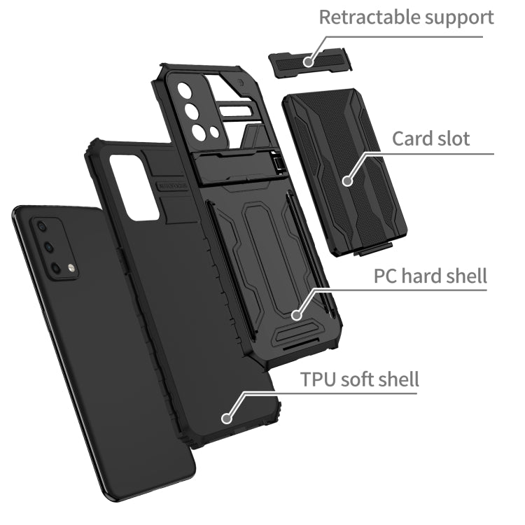 For OPPO A74 Kickstand Armor Card Wallet Phone Case