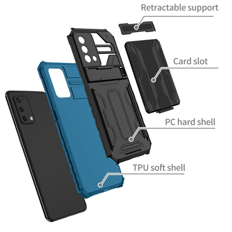 For OPPO A74 Kickstand Armor Card Wallet Phone Case