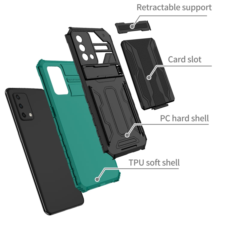For OPPO A74 Kickstand Armor Card Wallet Phone Case