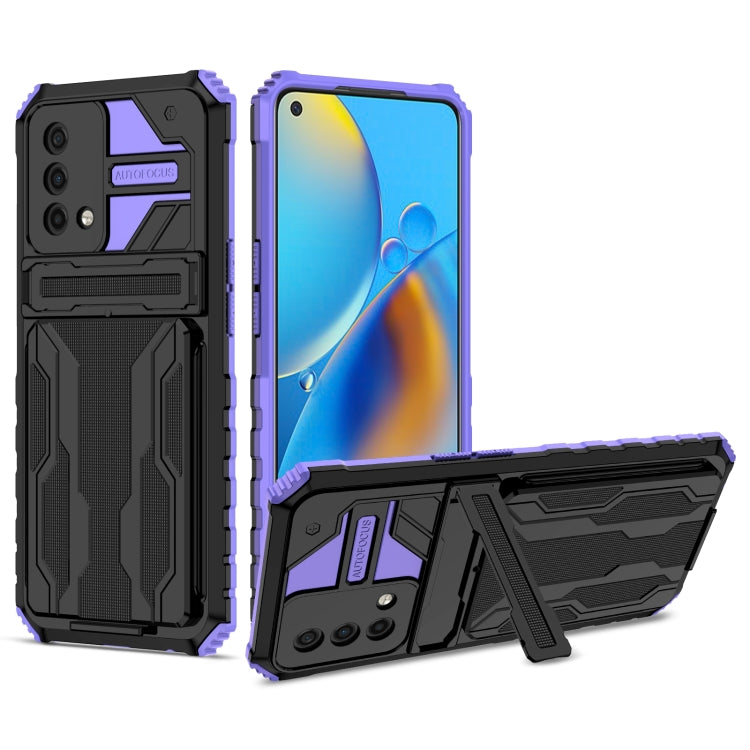 For OPPO A74 Kickstand Armor Card Wallet Phone Case