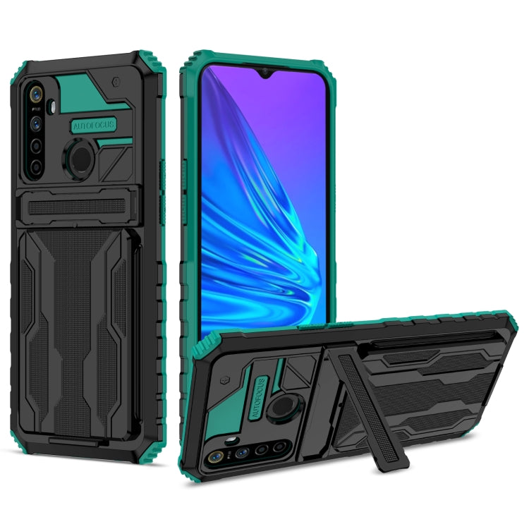 For OPPO Realme 5 / 5i / C3 Kickstand Armor Card Wallet Phone Case