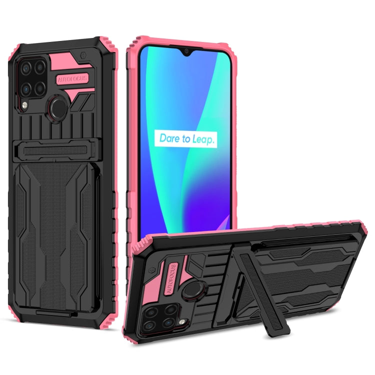 For OPPO Realme C15 Kickstand Armor Card Wallet Phone Case