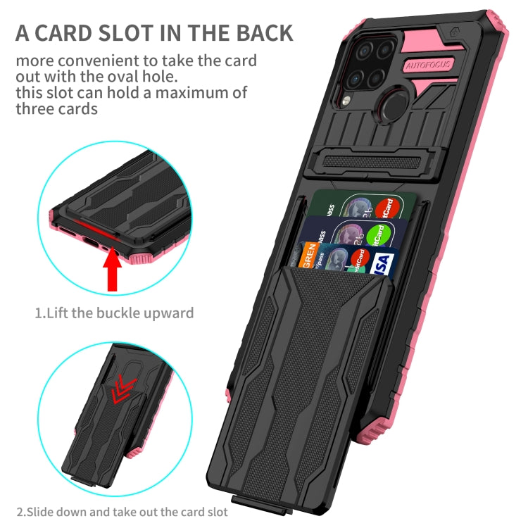 For OPPO Realme C15 Kickstand Armor Card Wallet Phone Case