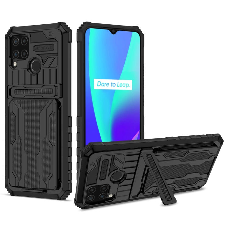 For OPPO Realme C15 Kickstand Armor Card Wallet Phone Case