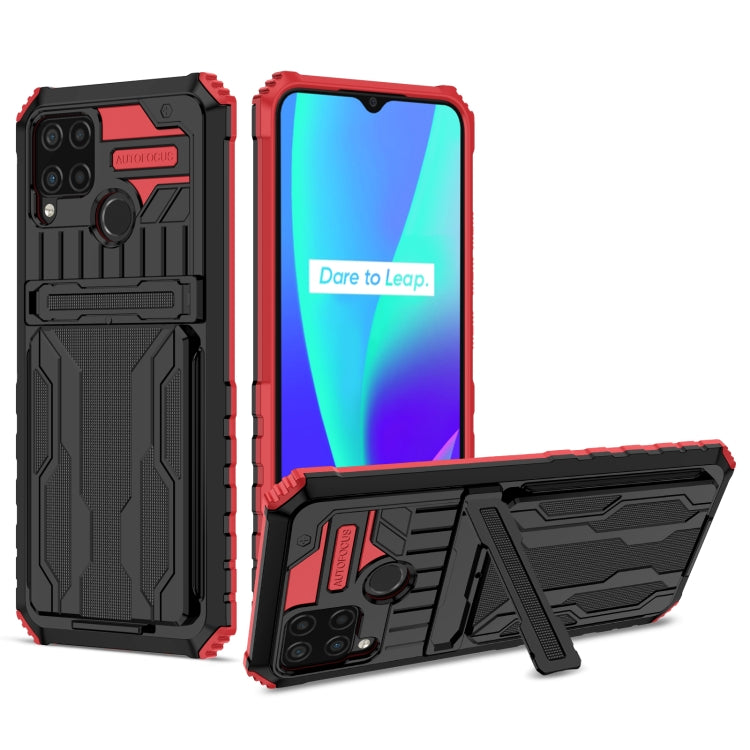 For OPPO Realme C15 Kickstand Armor Card Wallet Phone Case