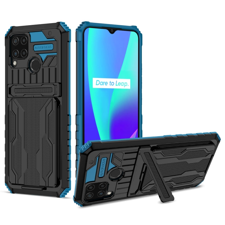 For OPPO Realme C15 Kickstand Armor Card Wallet Phone Case