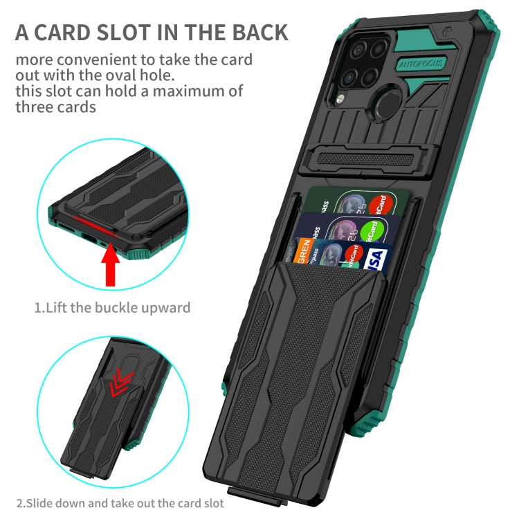 For OPPO Realme C15 Kickstand Armor Card Wallet Phone Case