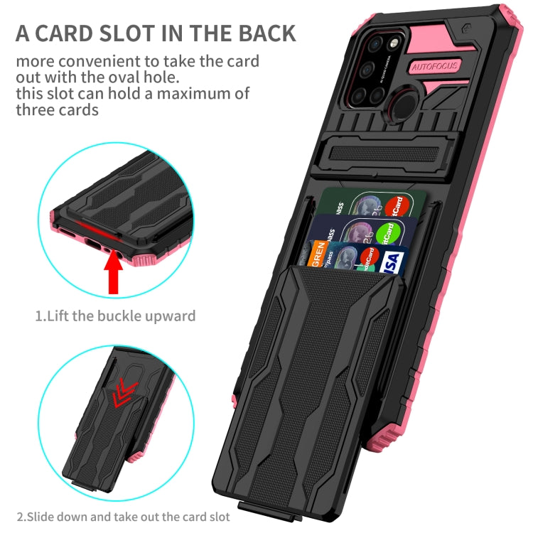 For OPPO Realme C17 Kickstand Armor Card Wallet Phone Case