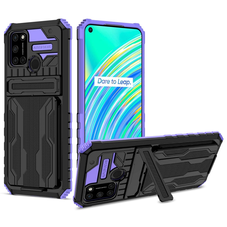For OPPO Realme C17 Kickstand Armor Card Wallet Phone Case