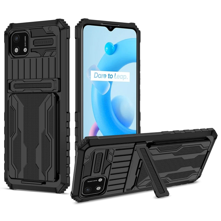 For OPPO Realme C20 Kickstand Armor Card Wallet Phone Case