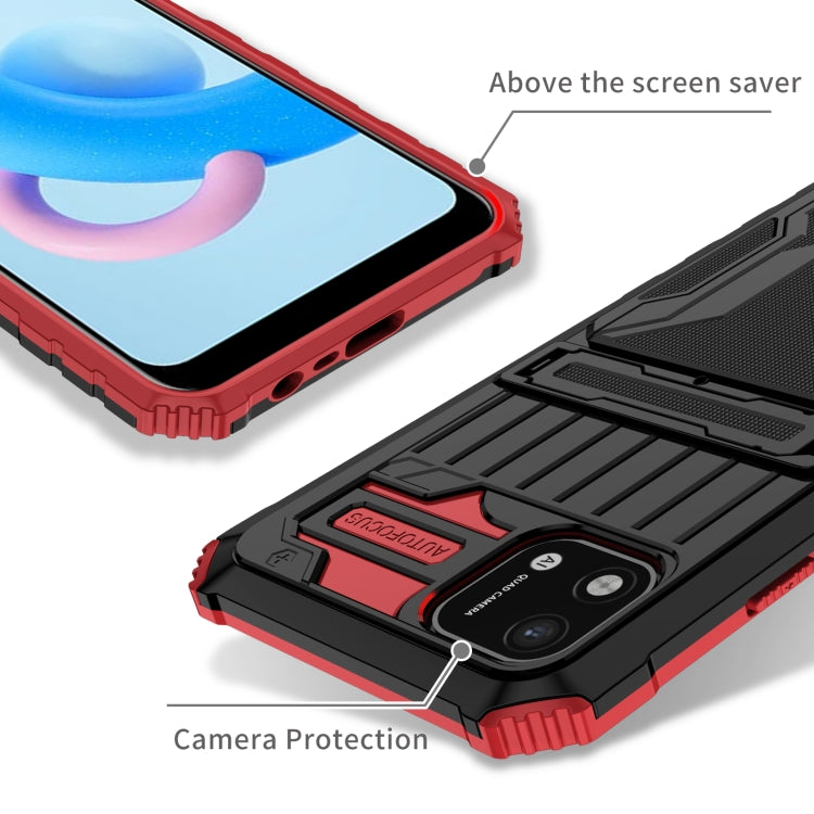 For OPPO Realme C20 Kickstand Armor Card Wallet Phone Case