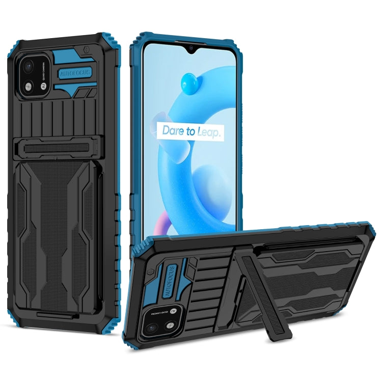 For OPPO Realme C20 Kickstand Armor Card Wallet Phone Case