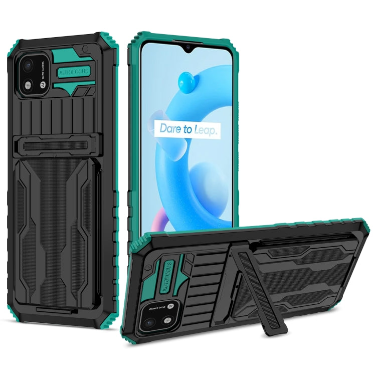 For OPPO Realme C20 Kickstand Armor Card Wallet Phone Case