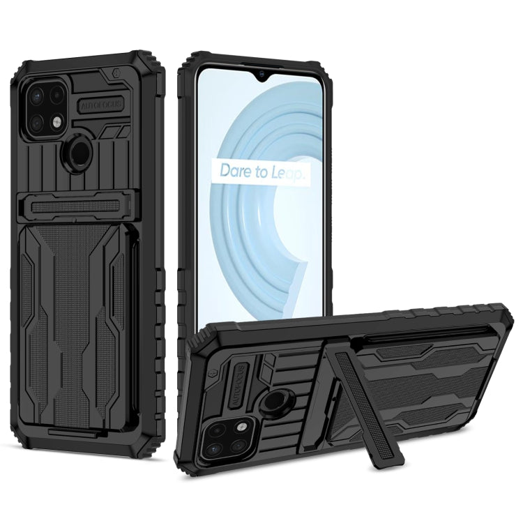 For OPPO Realme C21 Kickstand Armor Card Wallet Phone Case