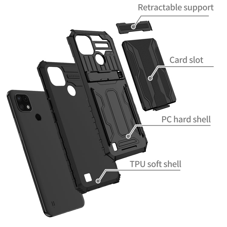 For OPPO Realme C21 Kickstand Armor Card Wallet Phone Case
